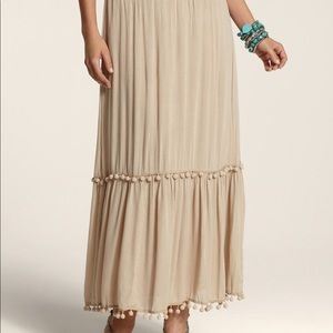 NWT Chico’s Pom Pom khaki maxi skirt